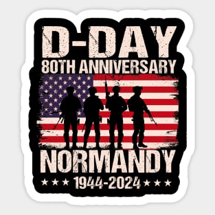 Retro D-Day 2024, 80th Anniversary Normandy 1944 US Flag Sticker